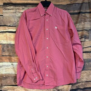Cinch Men's XS Pink Western Shirt Long Sleeve Button Down Cotton Solid Cowboy